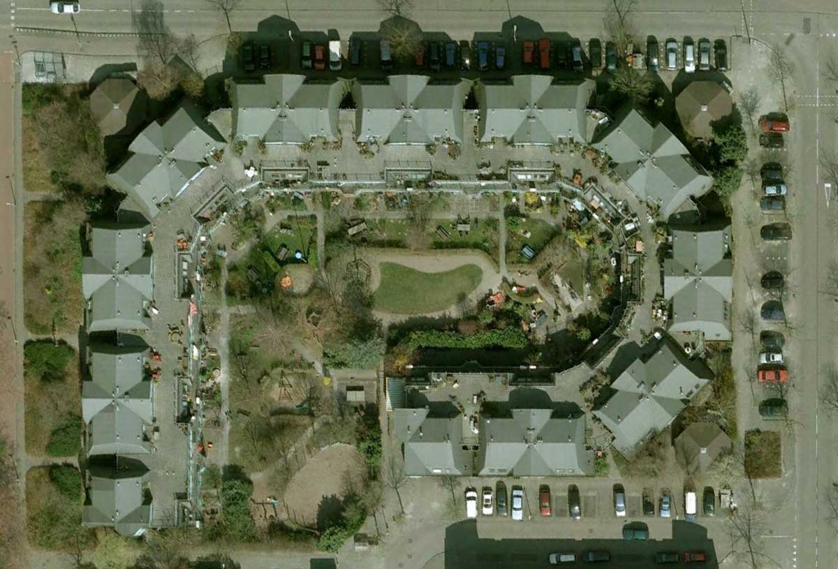 WoonKollektief Purmerend, naar ontwerp van architect Jan Verhoeven. Bron: Google Earth