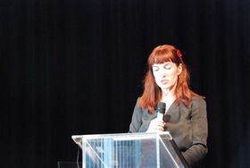  <p>Michelle Provoost gives the introduction to the conference at the Schouwburg Almere.</p>