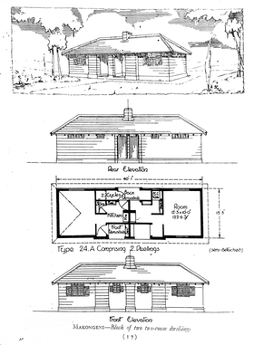  <p>An original floorplan for a bungalow duplex shows the tight quarters intended for single occupancy.</p>